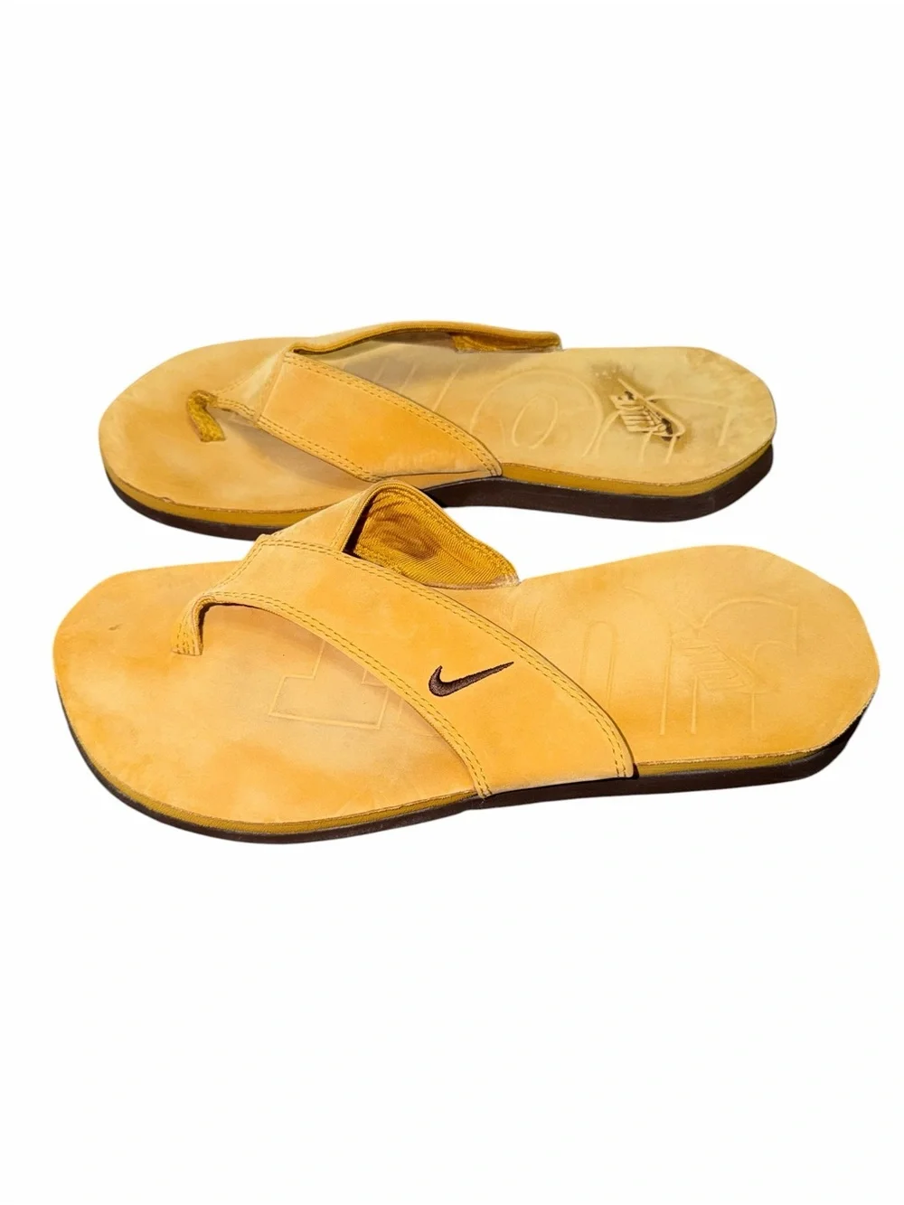 Nike Celso Thong Leather Flip Flop Sandals Tan Brown Men’s Size 9
